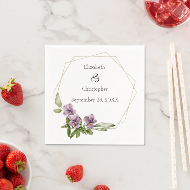 Lila Blumengrün Elegant Hochzeit Napkins Serviette (Beispiel)