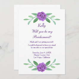 Lila Blumengrün Foliage Bridesmaid Card Einladung