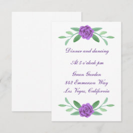 Lila Blumengrün Foliage Hochzeitsempfehlung RSVP Karte