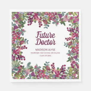 Lila Blumengrün Future Doctor Abschluss Serviette