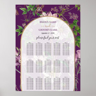 Lila Blumengrün Gold Hochzeitskarte Poster