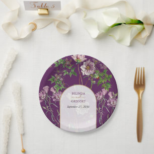 Lila Blumengrün Goldmedaille Hochzeit Pappteller