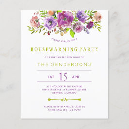 Lila Blumenhaus Party Einladung