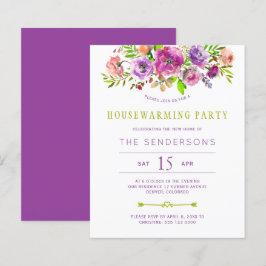 Lila Blumenhaus Party Einladung