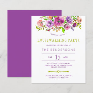 Lila Blumenhaus Party Einladung