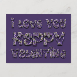 Lila Blumenherzertypografie Valentine Liebe Feiertagspostkarte