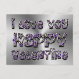 Lila Blumenherzertypografie Valentine Liebe Feiertagspostkarte