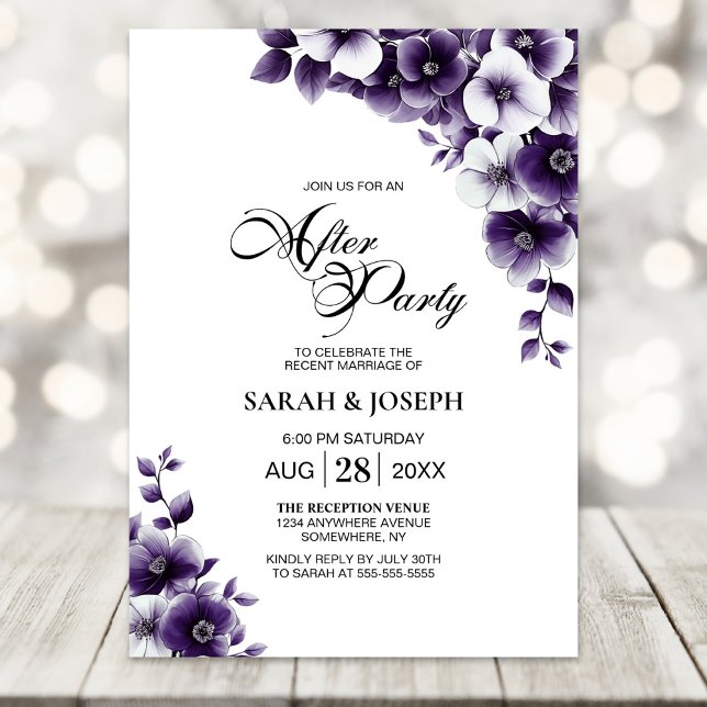 Lila Blumenhochzeit nach dem Party Einladung (Von Creator hochgeladen)