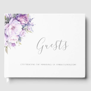Lila Blumenhochzeit vom verzauberten Lavendel Gästebuch