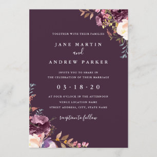 Lila Blumenhochzeits-Einladung Einladung