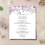 Lila Blumenkarte für Wasserfarben<br><div class="desc">Diese elegante Menu-Karte aus unserer Lavendel Pressed Floral-Kollektion bietet lila Aquarellflorale mit zarten grünen Weinreben,  gepaart mit einem modernen Script-Schriftart. Ideal für jede Jahreszeit. Um vorzeitige Änderungen vorzunehmen,  wählen Sie Personalisieren -> Bearbeiten mit dem Entwurfstool.</div>