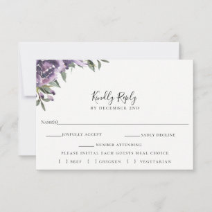 Lila Blumenkarte RSVP Karte