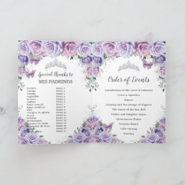 Lila Blumenkatalog Quinceñera Orden der Veranstalt Programm