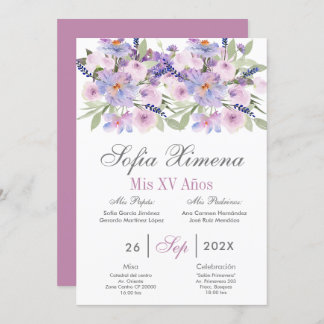 Lila Blumenkatze Spanisch Einladung