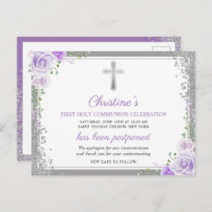 Lila Blumenkommune 1. Kommunion Zurückgestellt Ank Postkarte