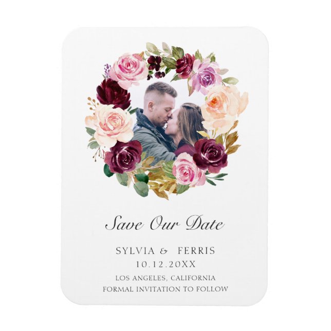Lila Blumenkranz-Foto Save the Date Magnet (Vertikal)