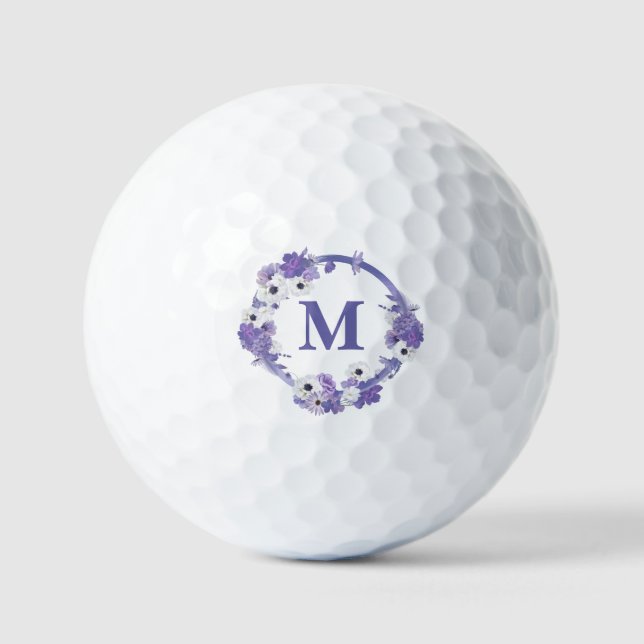 Lila Blumenkreislaufmonogramm Golfball (Vorderseite)
