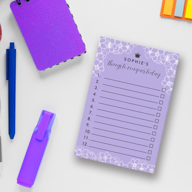 Lila Blumenkronen besiegen Post-it Klebezettel (Von Creator hochgeladen)