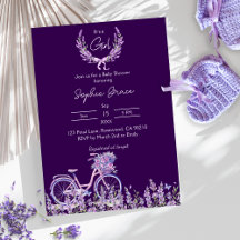 Lila Blumenlavender Bicycle Baby Dusche