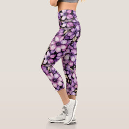 Lila Blumenleggings Capri Leggings