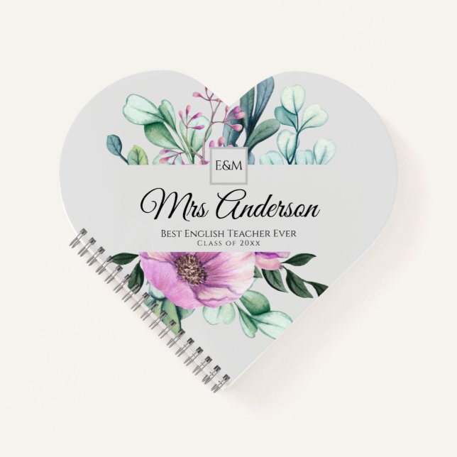 Lila Blumenlehrer-Geschenk - Jahr der Namensklasse Notizbuch (Vorderseite)