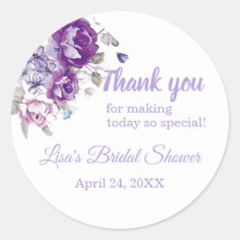Lila Blumenmotive Danke Duschkleber Runder Aufkleber