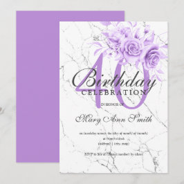 Lila Blumenmuster 40. Geburtstag Party Marmor Einladung