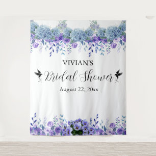 Lila Blumenmuster-Brautparty-Foto-Stand Wandteppich