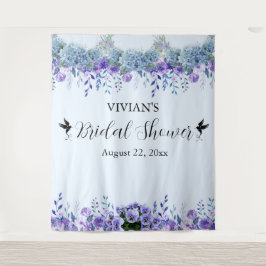 Lila Blumenmuster-Brautparty-Foto-Stand Wandteppich