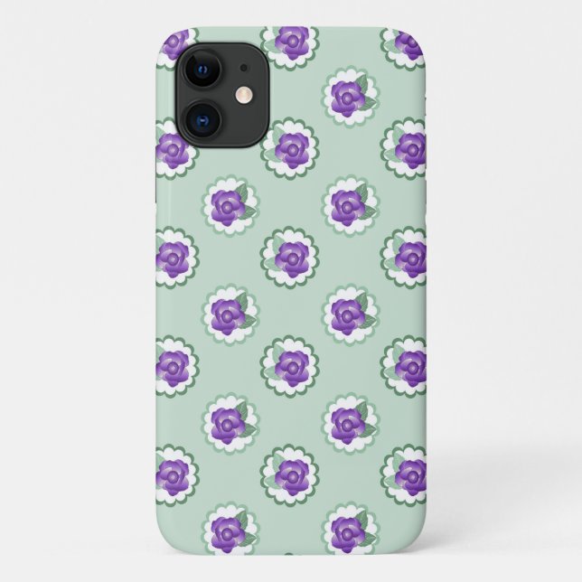 Lila Blumenmuster Einfaches Muster Calico Moderne Case-Mate iPhone Hülle (Rückseite)