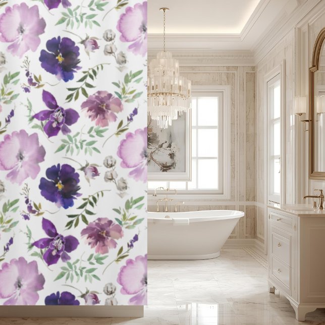 Lila Blumenmuster Eleganter Duschvorhang (Von Creator hochgeladen)
