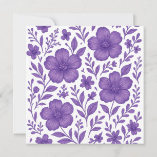 lila Blumenmuster Feiertagskarte