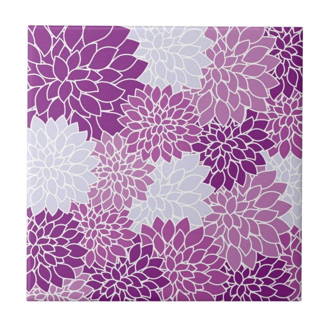 Lila Blumenmuster Fliese (Vorderseite)