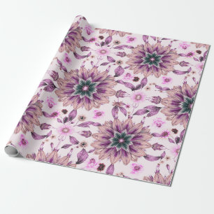 Lila Blumenmuster Geschenkpapier