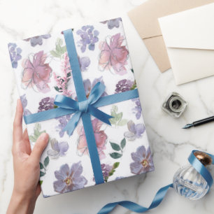 Lila Blumenmuster Geschenkpapier