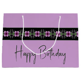 Lila Blumenmuster Große Geschenktüte