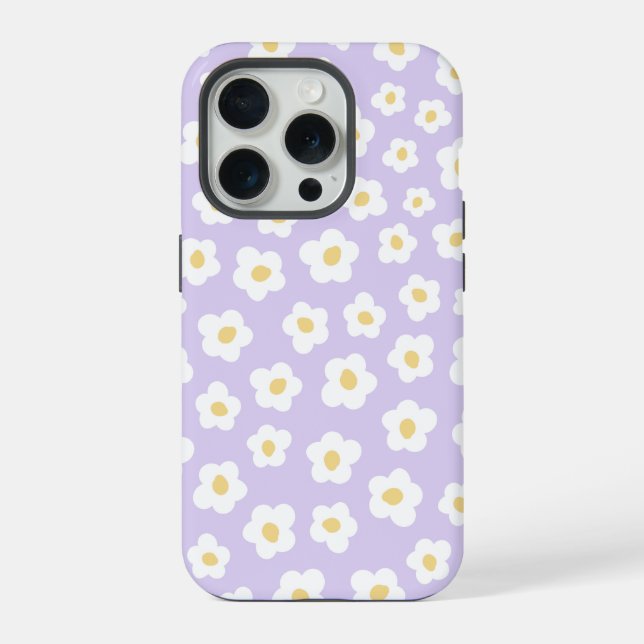 Lila Blumenmuster iPhone Hülle (Rückseite)