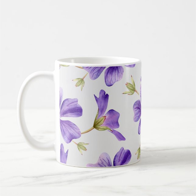 Lila Blumenmuster Kaffeetasse (Links)