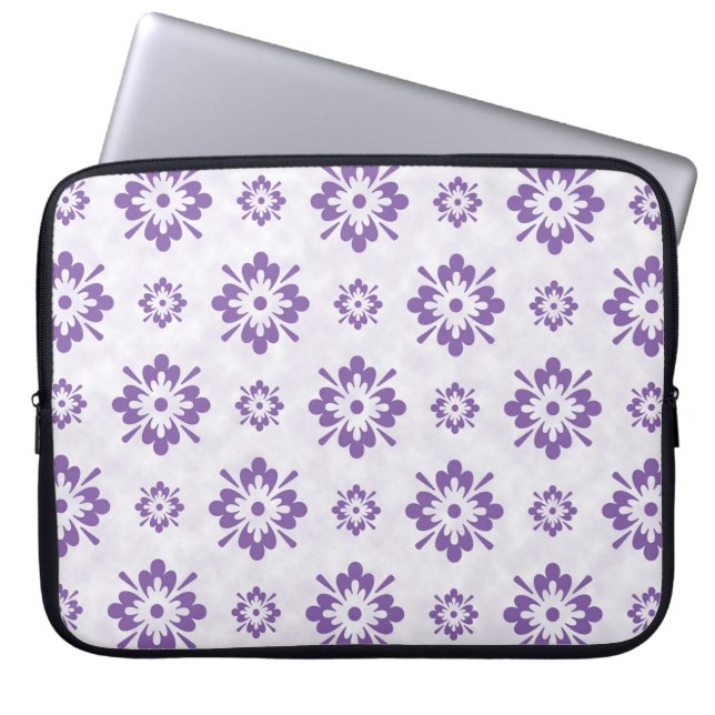 Lila Blumenmuster Laptopschutzhülle (Vorderseite)