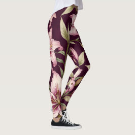 Lila Blumenmuster Leggings