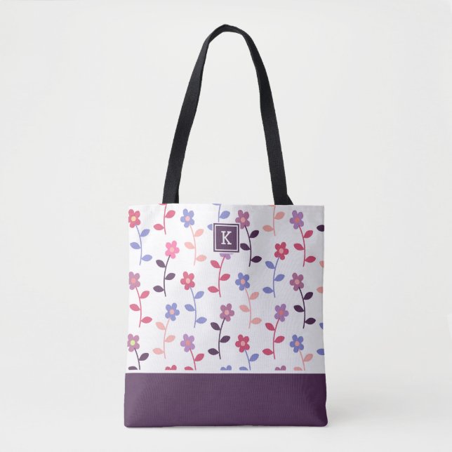 Lila Blumenmuster mit Monogramm (Vorderseite)