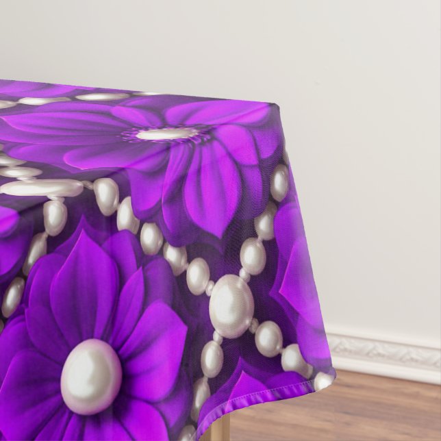 Lila Blumenmuster mit Perlen Tischdecke (Beispiel)