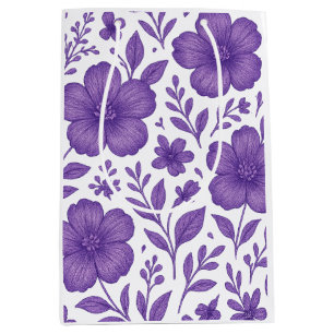 lila Blumenmuster Mittlere Geschenktüte