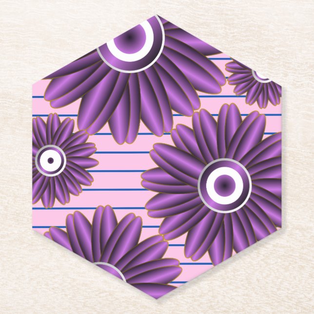 Lila Blumenmuster Modernes abstraktes Blumendesign Untersetzer (Vorderseite)