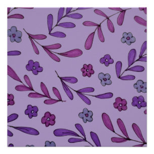 Lila Blumenmuster Poster