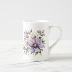 Lila Blumenmuster  Prozellantasse