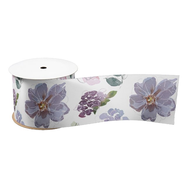 Lila Blumenmuster Satinband (Spule)