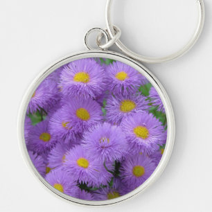 Lila Blumenmuster Schlüsselanhänger