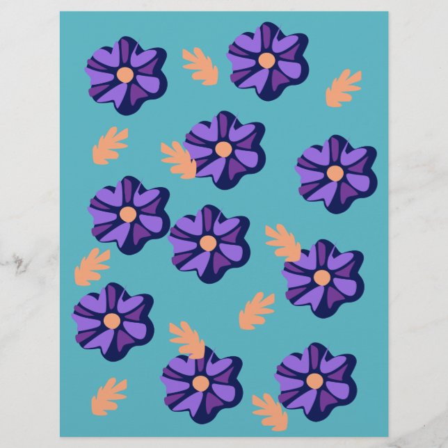 Lila Blumenmuster-Schreibwarenpapier (Vorderseite)