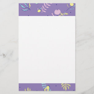 Lila Blumenmuster-Schreibwarenpapier Briefpapier